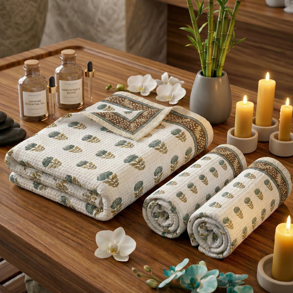 250 GSM Cotton Bath & Hand Towel Set | 1 Bath + 2 Hand Towels