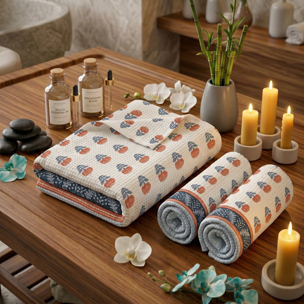 250 GSM Cotton Bath & Hand Towel Set | 1 Bath + 2 Hand Towels