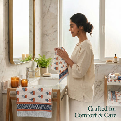 250 GSM Cotton Bath & Hand Towel Set | 1 Bath + 2 Hand Towels