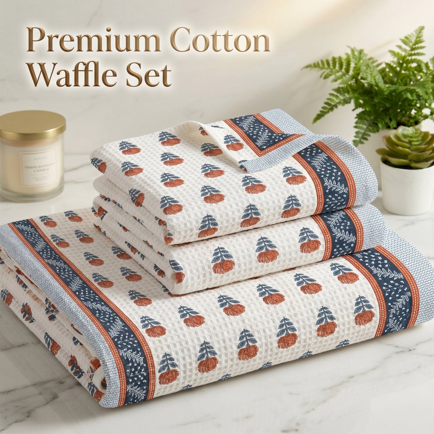 250 GSM Cotton Bath & Hand Towel Set | 1 Bath + 2 Hand Towels