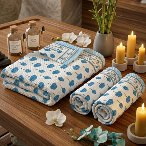 250 GSM Cotton Bath & Hand Towel Set | 1 Bath + 2 Hand Towels