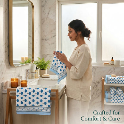 250 GSM Cotton Bath & Hand Towel Set | 1 Bath + 2 Hand Towels