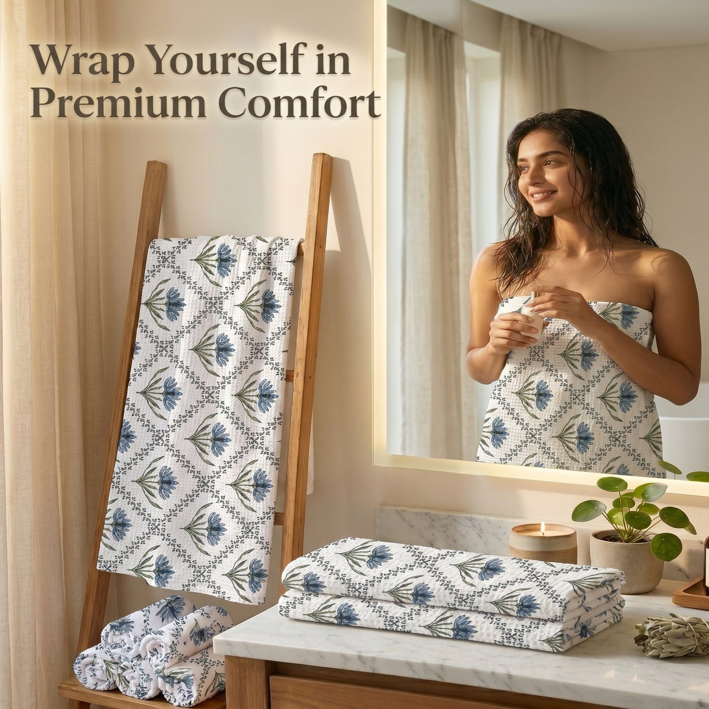 250 GSM Cotton Bath & Hand Towel Set | 1 Bath + 2 Hand Towels