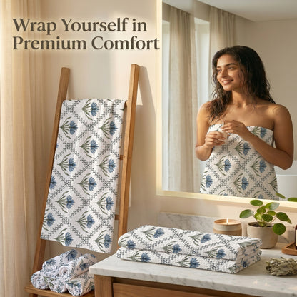 250 GSM Cotton Bath & Hand Towel Set | 1 Bath + 2 Hand Towels
