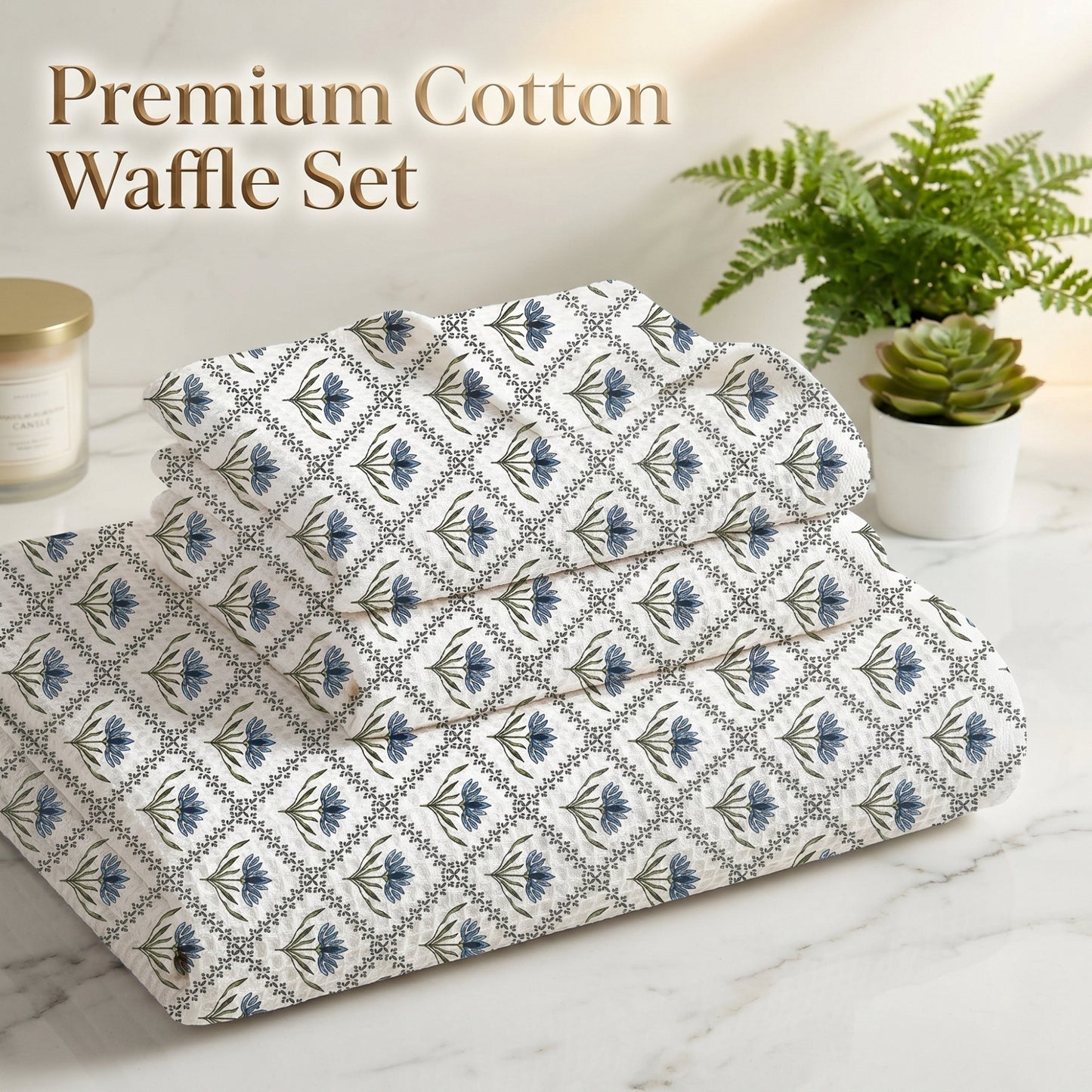 250 GSM Cotton Bath & Hand Towel Set | 1 Bath + 2 Hand Towels
