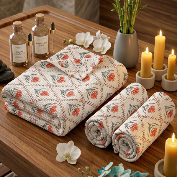 250 GSM Cotton Bath & Hand Towel Set | 1 Bath + 2 Hand Towels