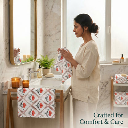250 GSM Cotton Bath & Hand Towel Set | 1 Bath + 2 Hand Towels