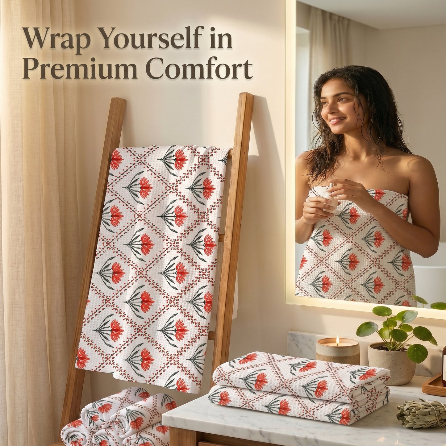 250 GSM Cotton Bath & Hand Towel Set | 1 Bath + 2 Hand Towels