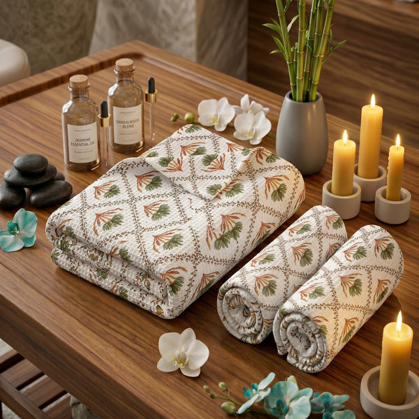 250 GSM Cotton Bath & Hand Towel Set | 1 Bath + 2 Hand Towels