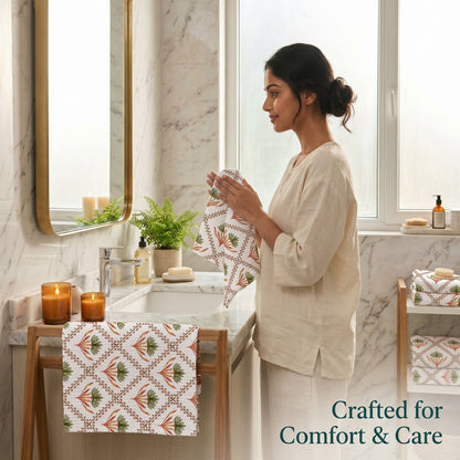 250 GSM Cotton Bath & Hand Towel Set | 1 Bath + 2 Hand Towels