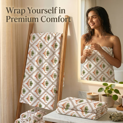 250 GSM Cotton Bath & Hand Towel Set | 1 Bath + 2 Hand Towels