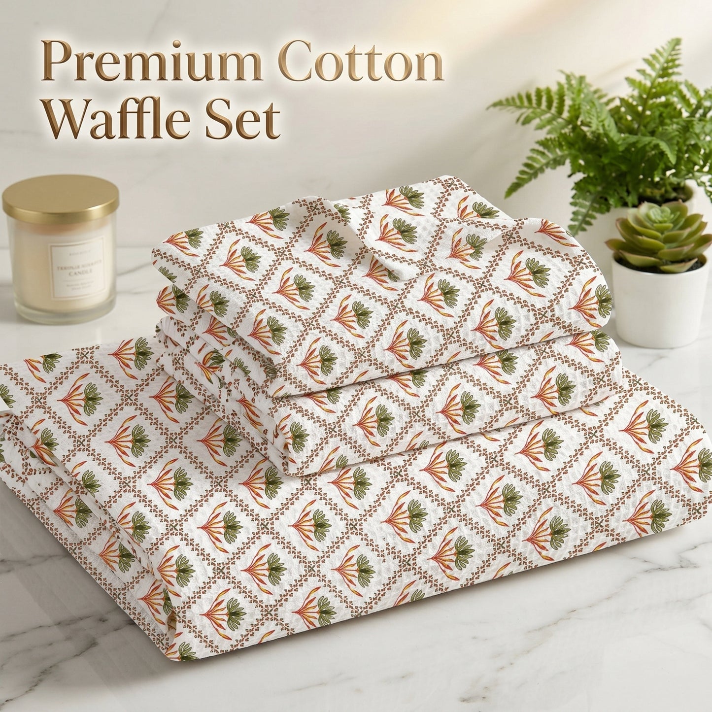 250 GSM Cotton Bath & Hand Towel Set | 1 Bath + 2 Hand Towels
