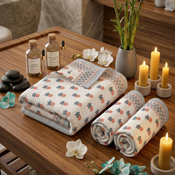 250 GSM Cotton Bath & Hand Towel Set | 1 Bath + 2 Hand Towels