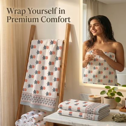 250 GSM Cotton Bath & Hand Towel Set | 1 Bath + 2 Hand Towels