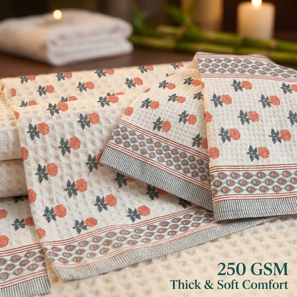 250 GSM Cotton Bath & Hand Towel Set | 1 Bath + 2 Hand Towels