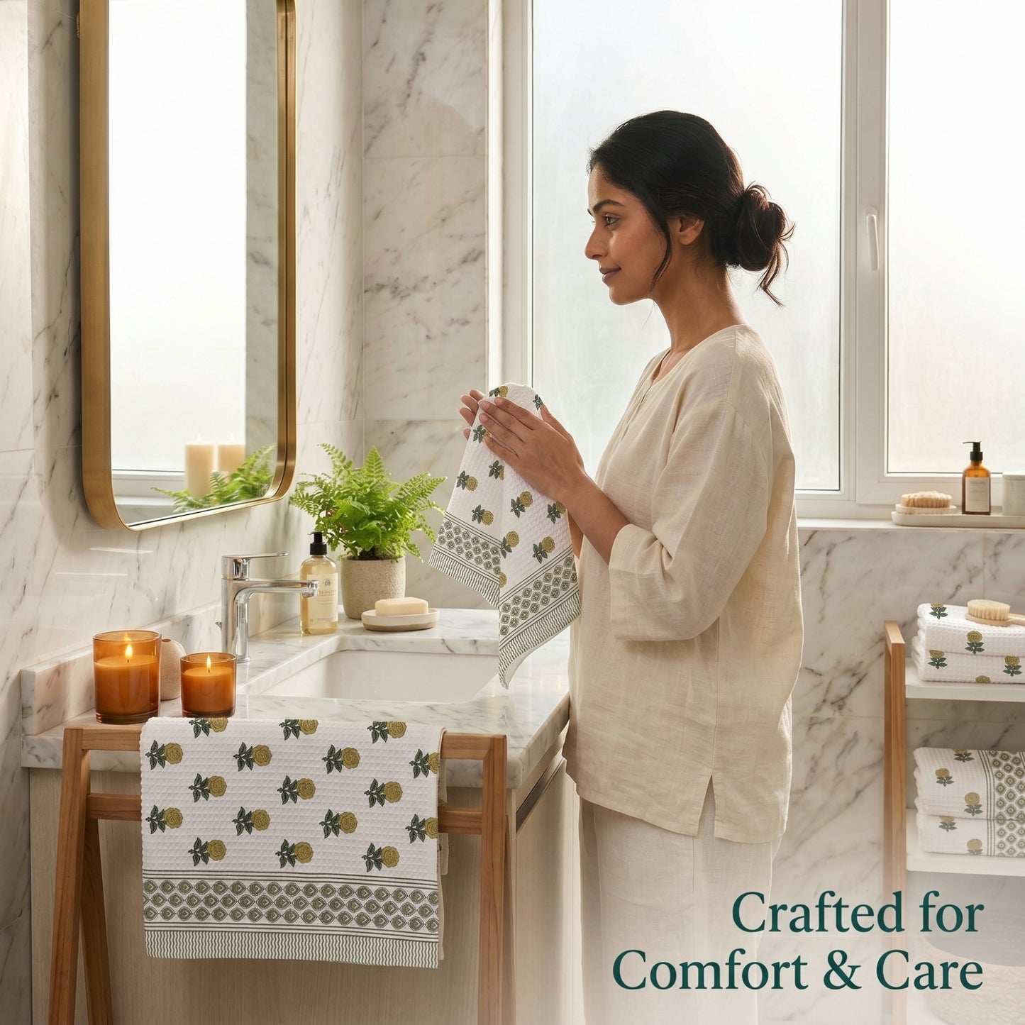 250 GSM Cotton Bath & Hand Towel Set | 1 Bath + 2 Hand Towels