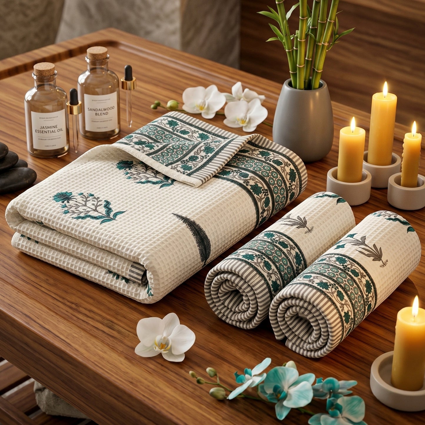 250 GSM Cotton Bath & Hand Towel Set | 1 Bath + 2 Hand Towels