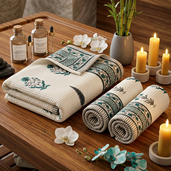 250 GSM Cotton Bath & Hand Towel Set | 1 Bath + 2 Hand Towels
