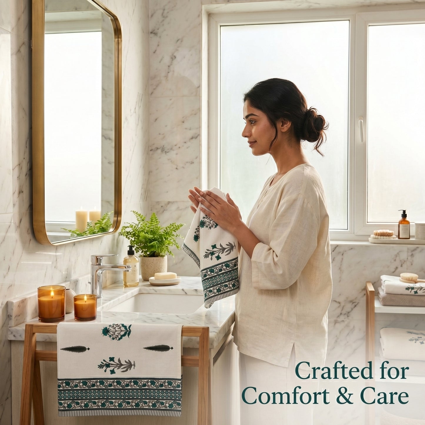 250 GSM Cotton Bath & Hand Towel Set | 1 Bath + 2 Hand Towels
