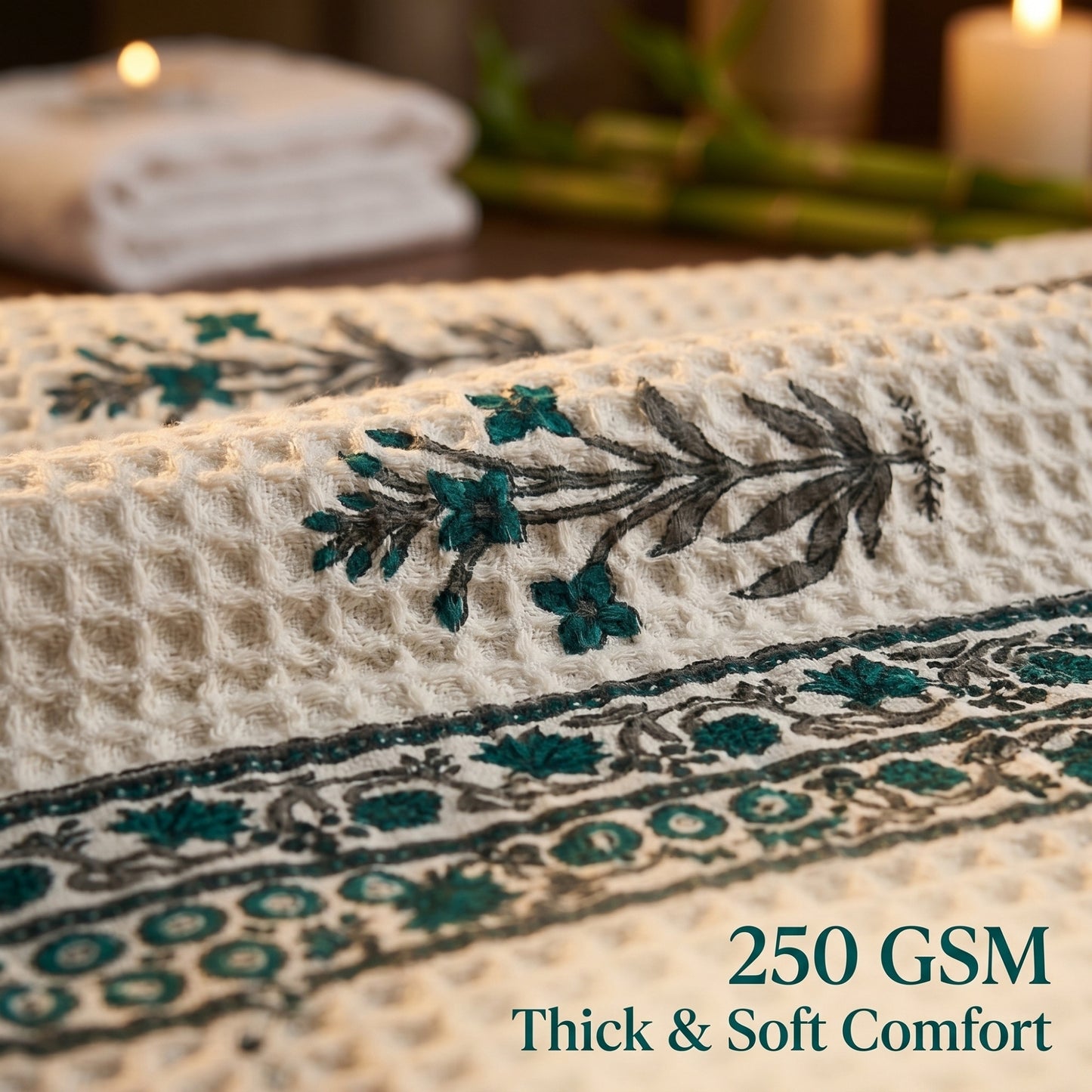 250 GSM Cotton Bath & Hand Towel Set | 1 Bath + 2 Hand Towels