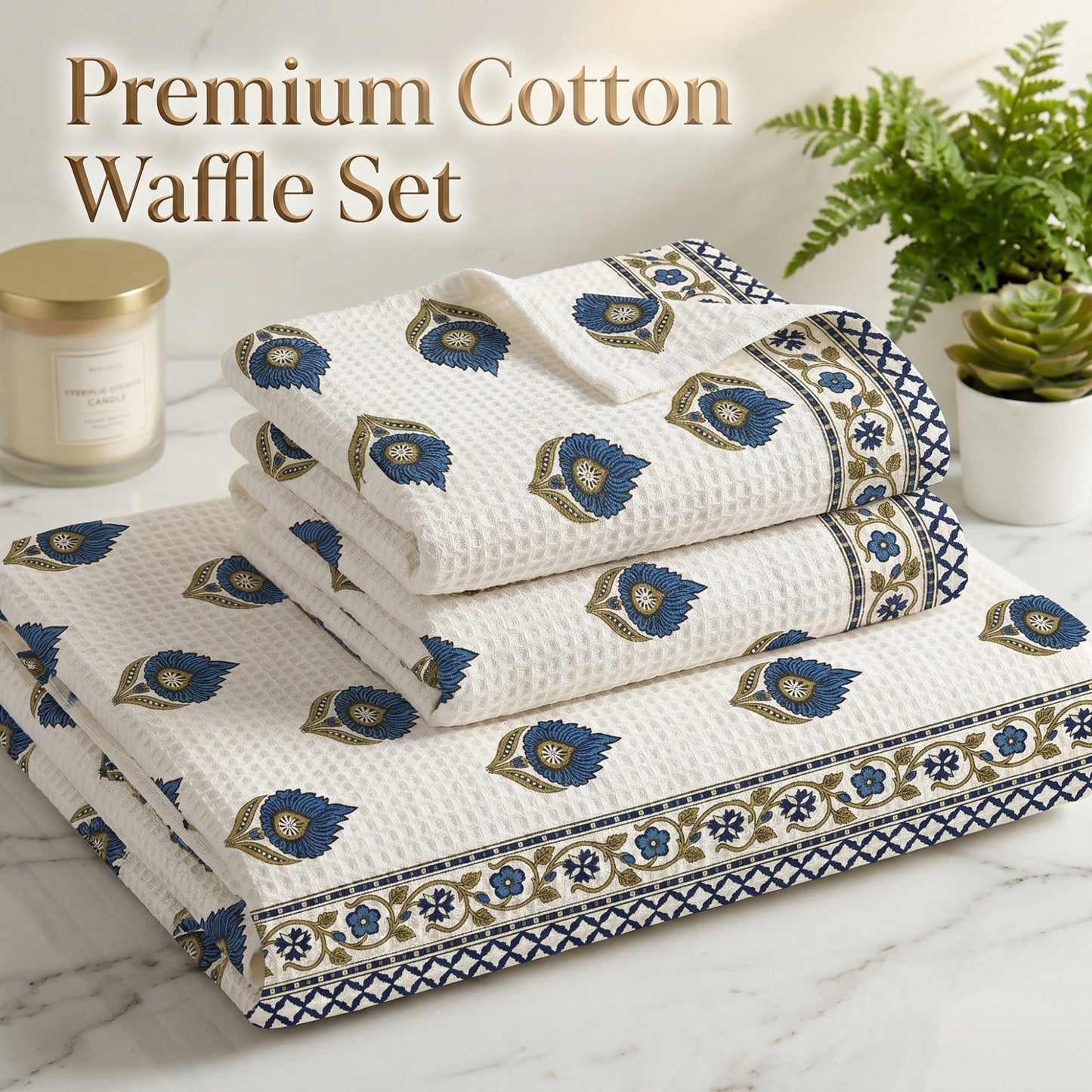 250 GSM Cotton Bath & Hand Towel Set | 1 Bath + 2 Hand Towels