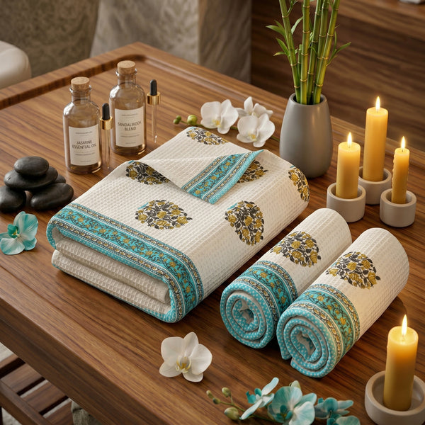 250 GSM Cotton Bath & Hand Towel Set | 1 Bath + 2 Hand Towels