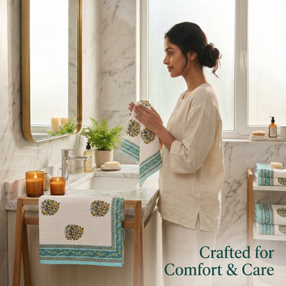250 GSM Cotton Bath & Hand Towel Set | 1 Bath + 2 Hand Towels
