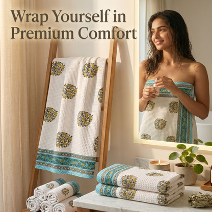 250 GSM Cotton Bath & Hand Towel Set | 1 Bath + 2 Hand Towels