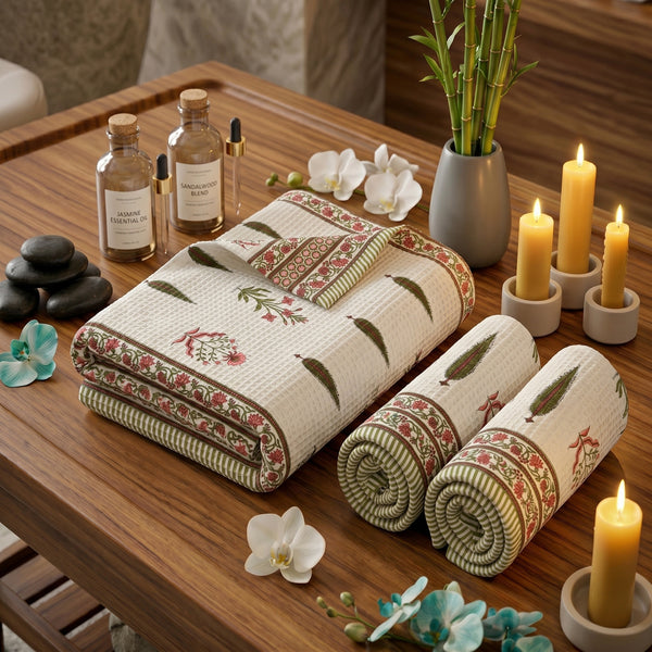 250 GSM Cotton Bath & Hand Towel Set | 1 Bath + 2 Hand Towels
