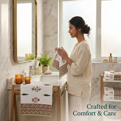 250 GSM Cotton Bath & Hand Towel Set | 1 Bath + 2 Hand Towels