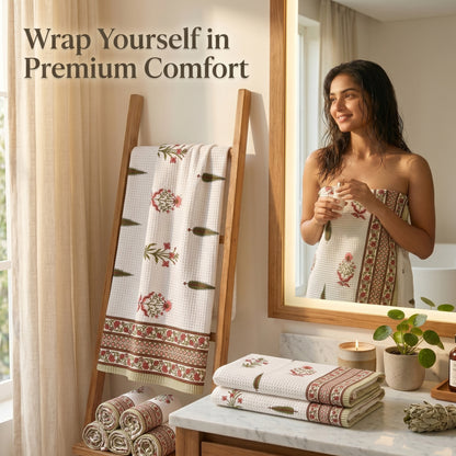 250 GSM Cotton Bath & Hand Towel Set | 1 Bath + 2 Hand Towels