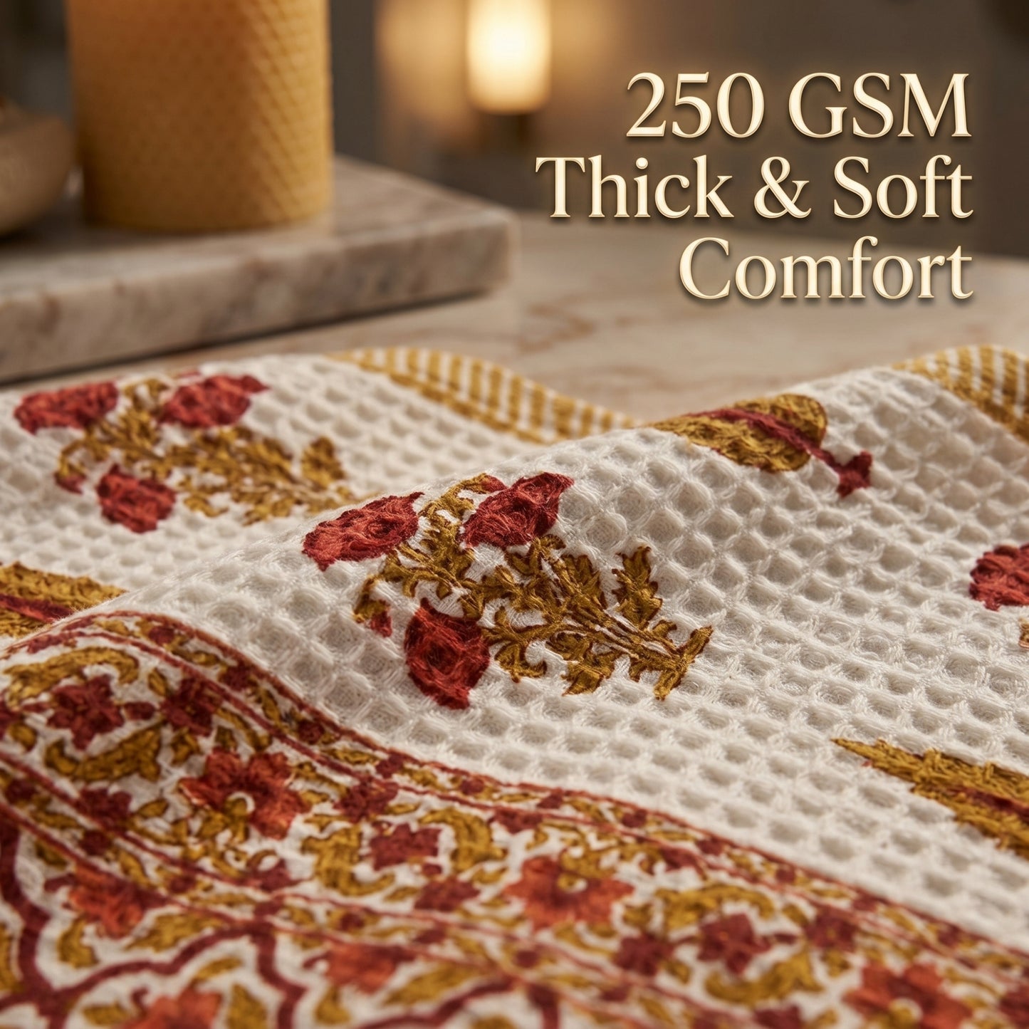 250 GSM Cotton Waffle Bath Towel | 147 × 76 cm