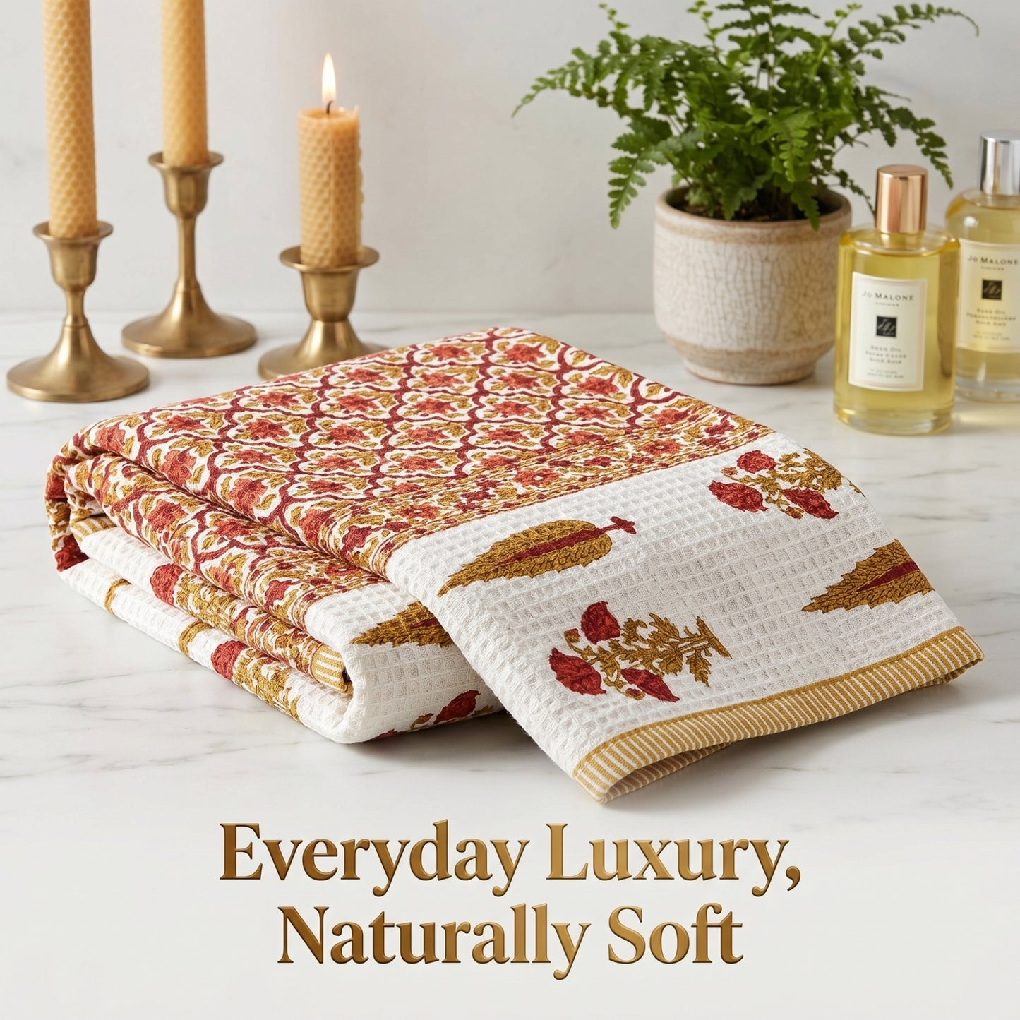 250 GSM Cotton Waffle Bath Towel | 147 × 76 cm