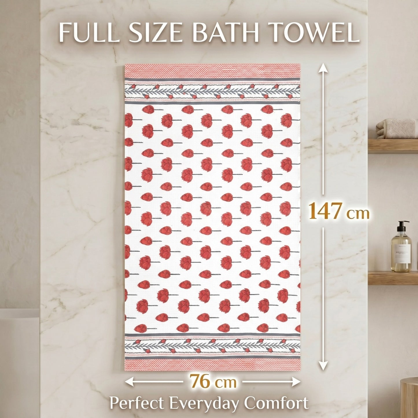 250 GSM Cotton Waffle Bath Towel | 147 × 76 cm