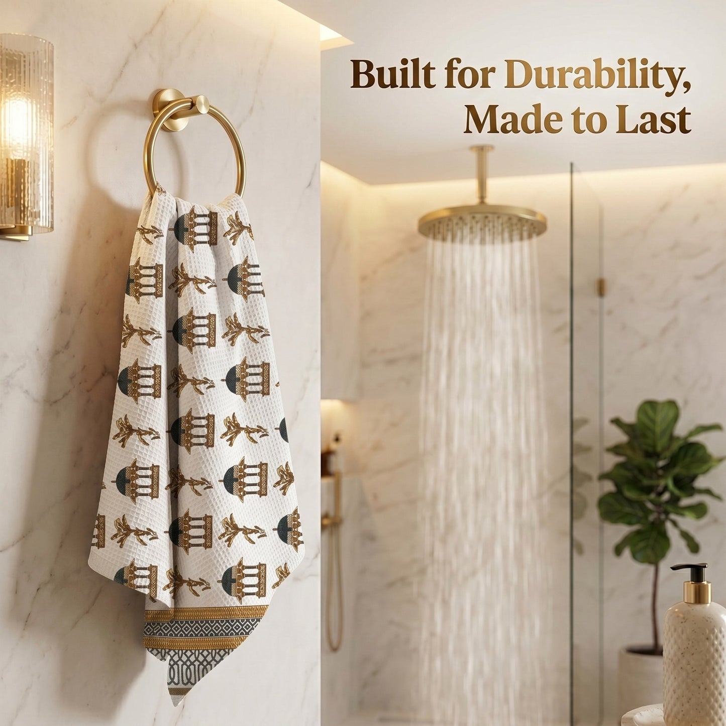 250 GSM Cotton Waffle Bath Towel | 147 × 76 cm