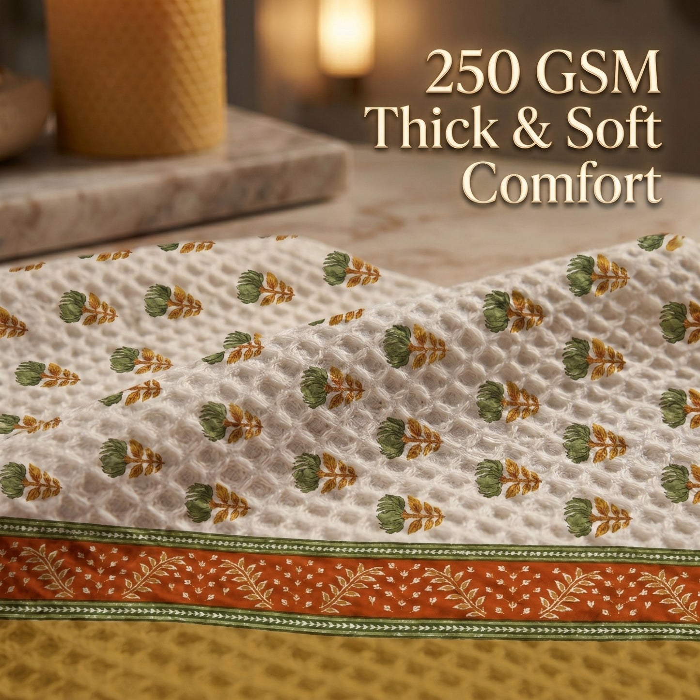 250 GSM Cotton Waffle Bath Towel | 147 × 76 cm