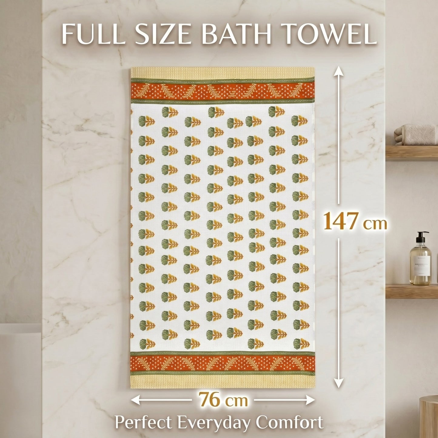 250 GSM Cotton Waffle Bath Towel | 147 × 76 cm