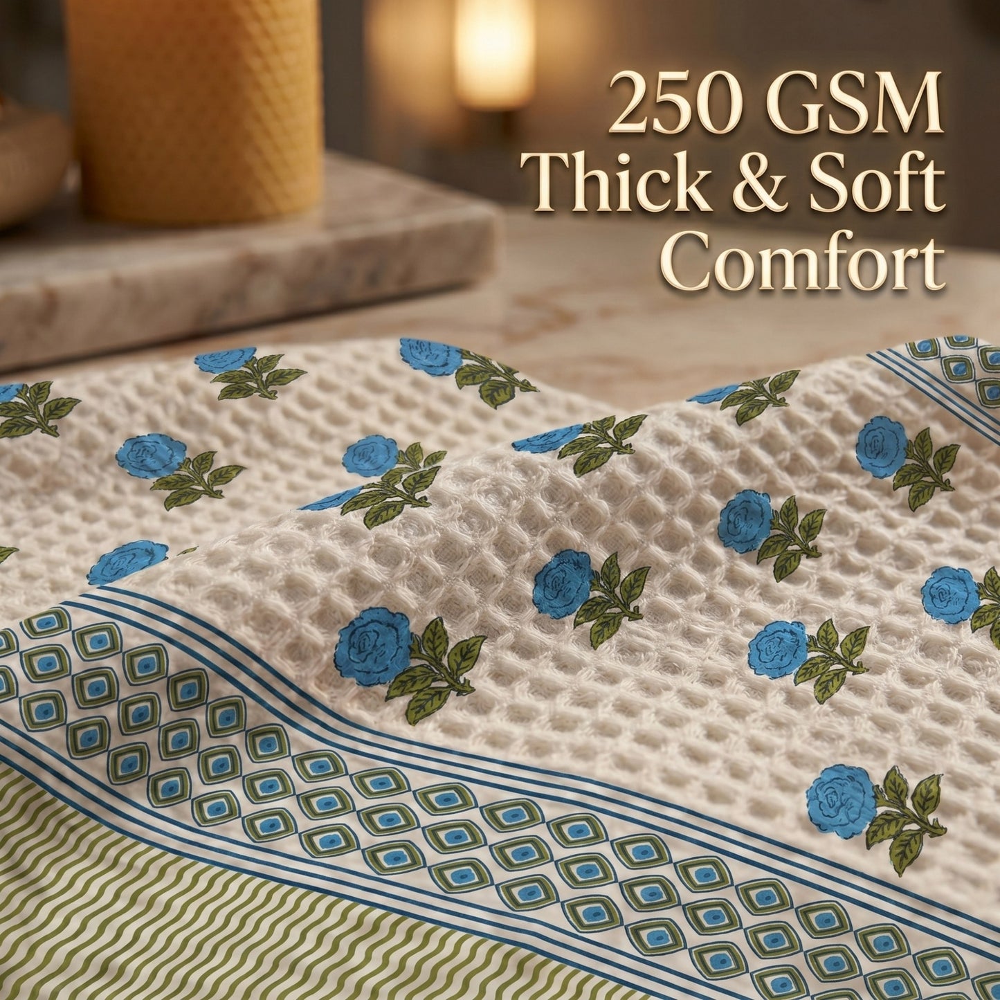 250 GSM Cotton Waffle Bath Towel | 147 × 76 cm