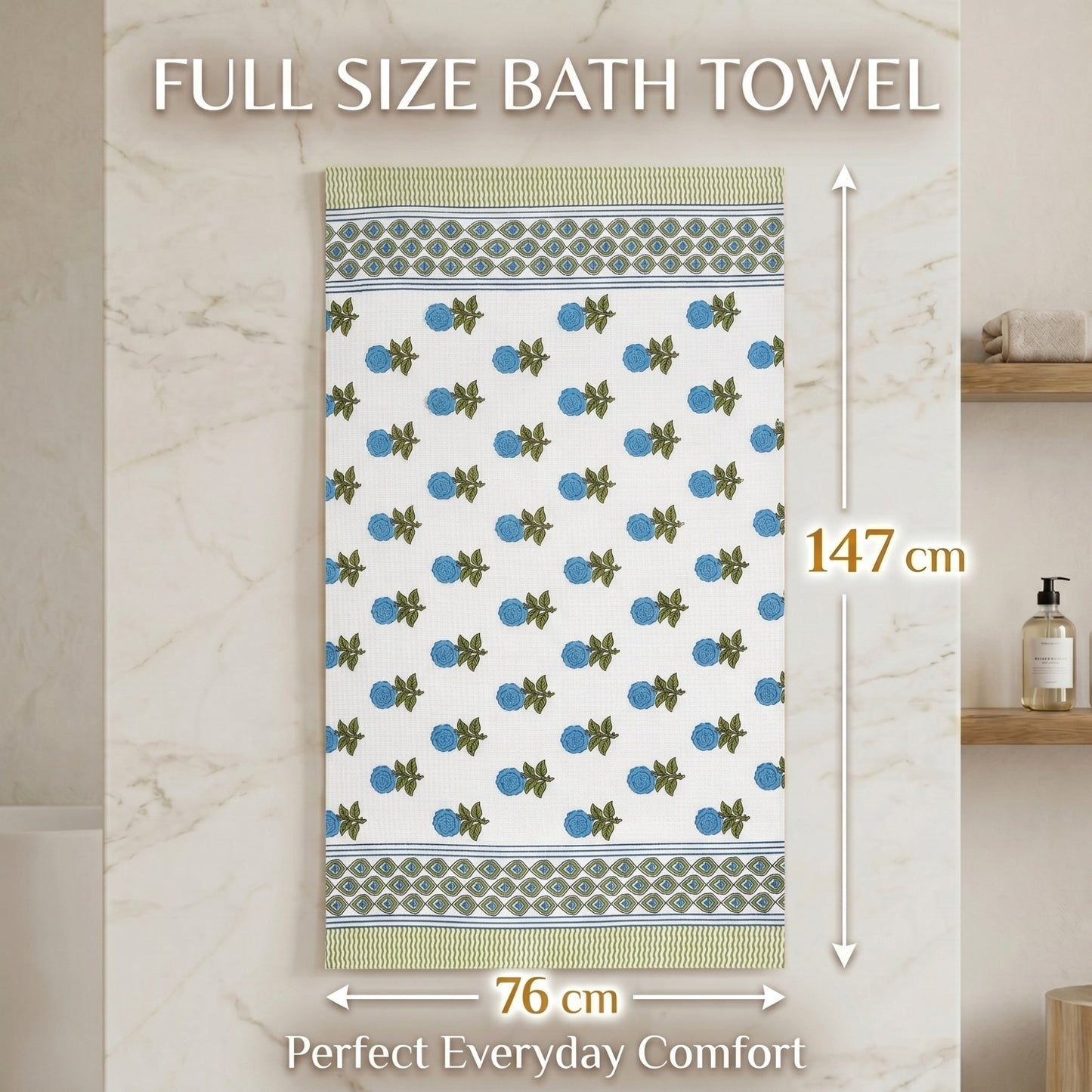 250 GSM Cotton Waffle Bath Towel | 147 × 76 cm
