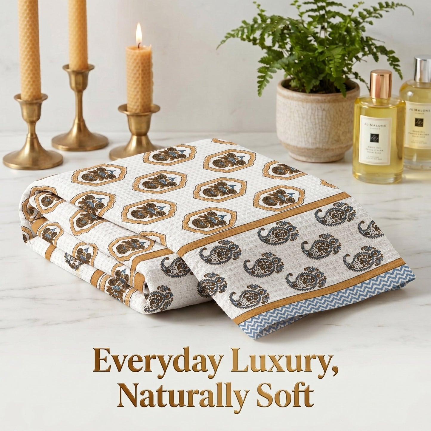 250 GSM Cotton Waffle Bath Towel | 147 × 76 cm