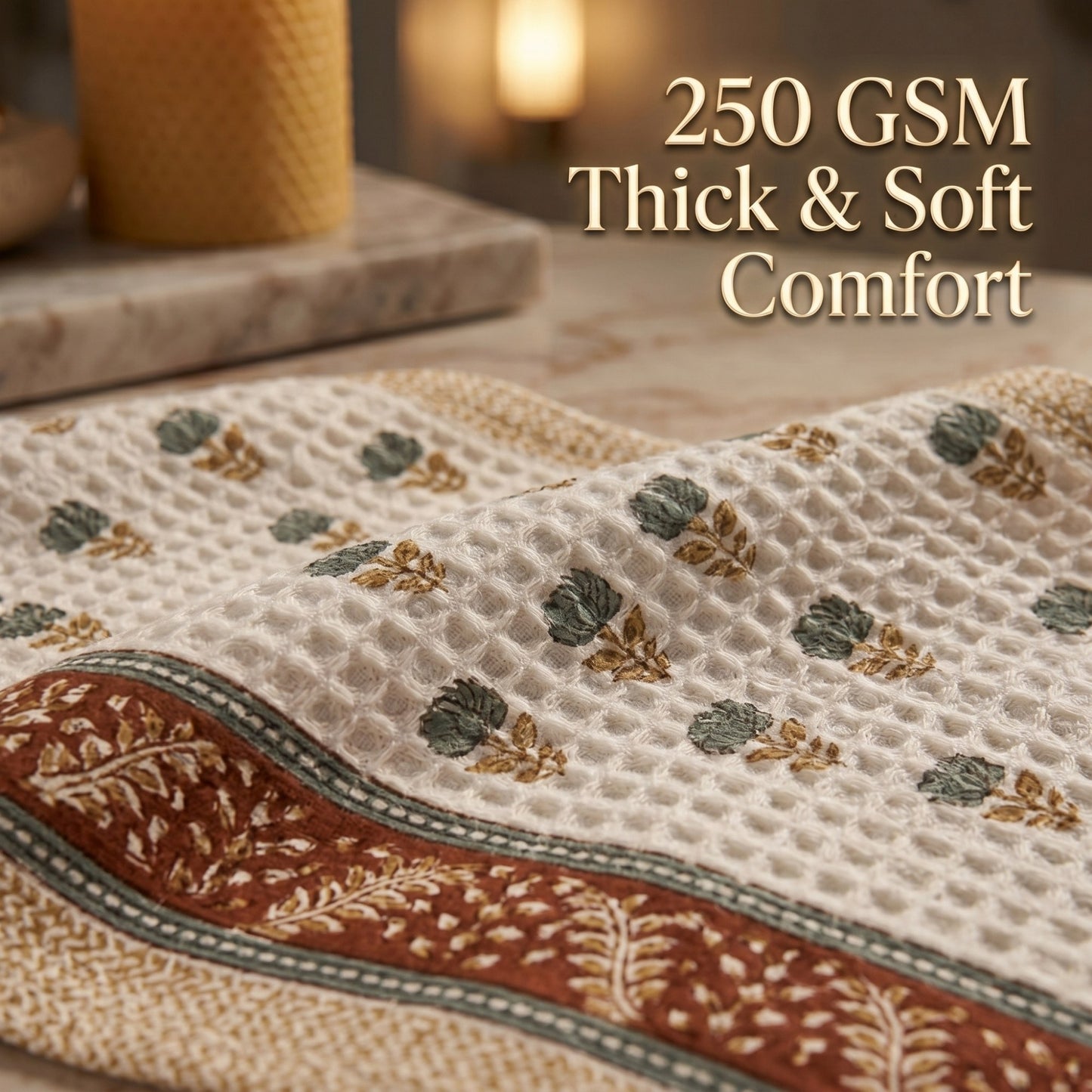 250 GSM Cotton Waffle Bath Towel | 147 × 76 cm