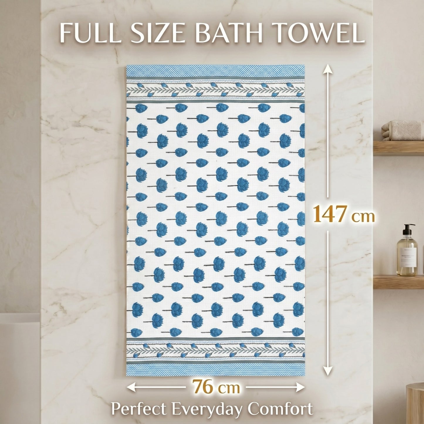 250 GSM Cotton Waffle Bath Towel | 147 × 76 cm