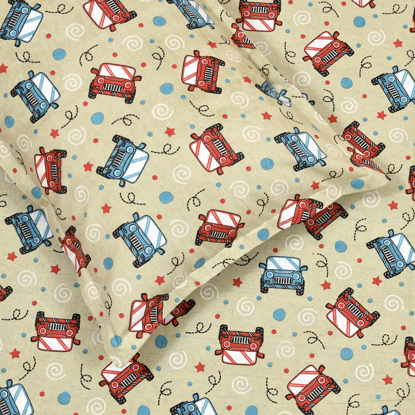 Kids Double Bedsheet 144 TC | 90x100 Inches | Pure Cotton | Cartoon Print | 2 Pillow Covers