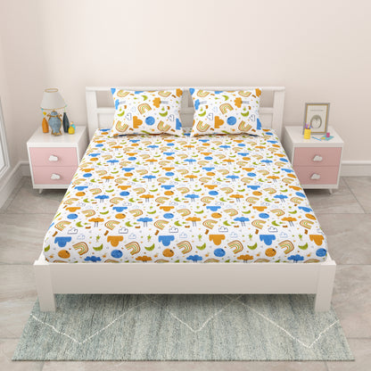 Kids Double Bedsheet 144 TC | 90x100 Inches | Pure Cotton | Soft & Breathable | 2 Pillow Covers