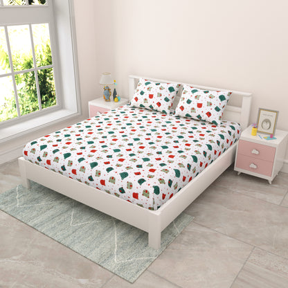 Kids Double Bedsheet 144 TC | 90x100 Inches | Pure Cotton | Cartoon Print | 2 Pillow Covers