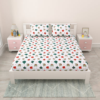 Kids Double Bedsheet 144 TC | 90x100 Inches | Pure Cotton | Cartoon Print | 2 Pillow Covers