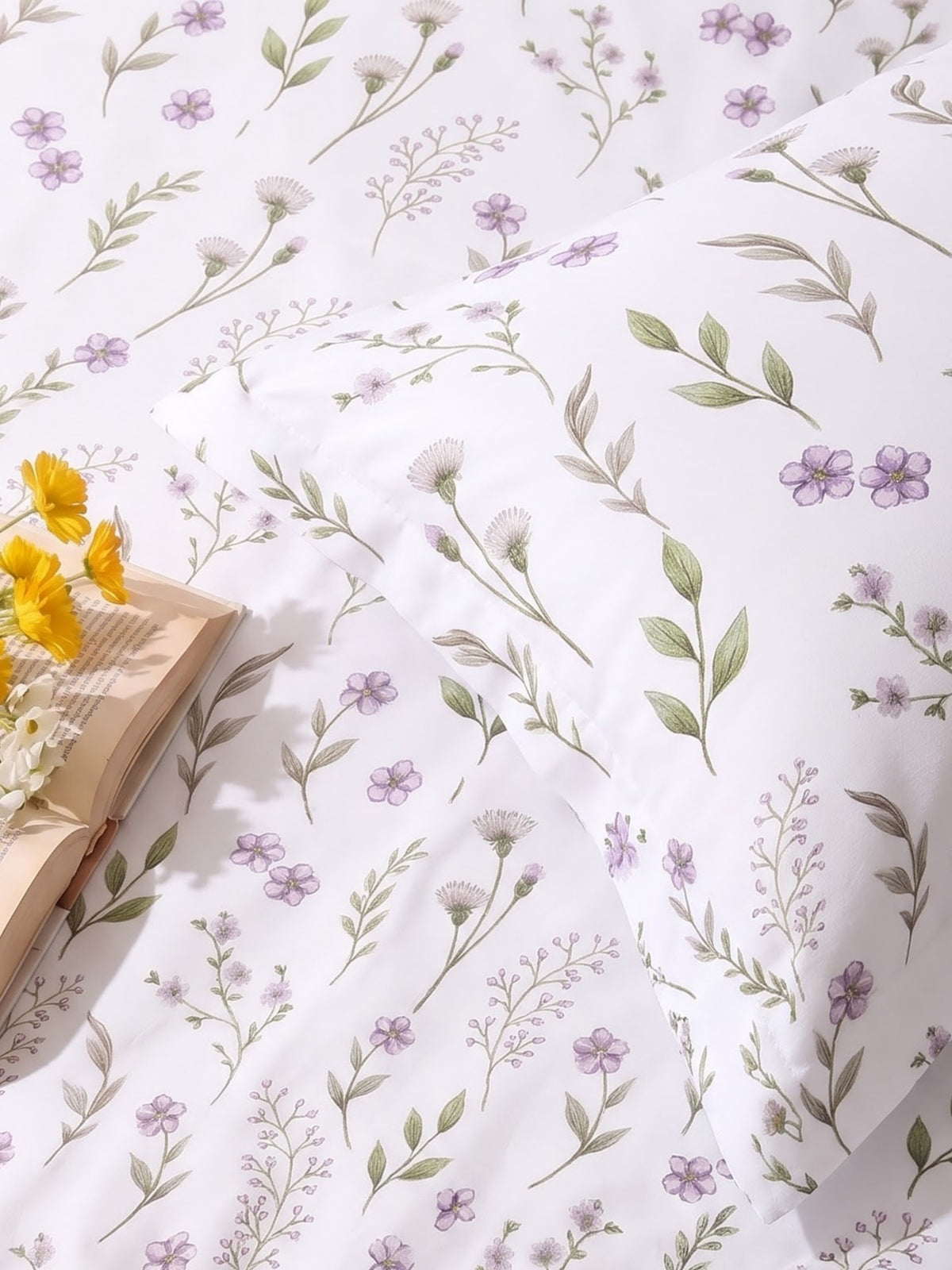 Noeul Home 100% Cotton King Size Bedsheet | 210 TC Soft & Breathable Fabric | 108 x 108 Inches | 2 Pillow Covers Included