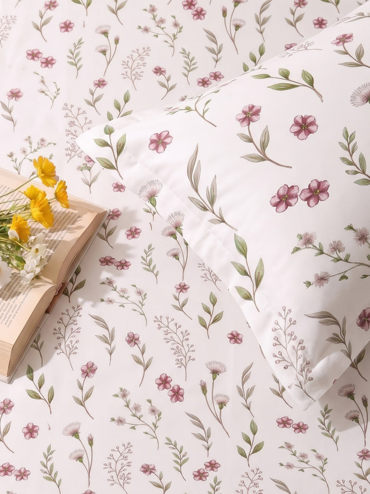 Noeul Home 100% Cotton King Size Bedsheet | 210 TC Soft & Breathable Fabric | 108 x 108 Inches | 2 Pillow Covers Included