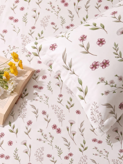 Noeul Home 100% Cotton King Size Bedsheet | 210 TC Soft & Breathable Fabric | 108 x 108 Inches | 2 Pillow Covers Included