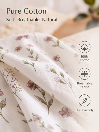 Noeul Home 100% Cotton King Size Bedsheet | 210 TC Soft & Breathable Fabric | 108 x 108 Inches | 2 Pillow Covers Included
